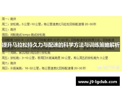 提升马拉松持久力与配速的科学方法与训练策略解析